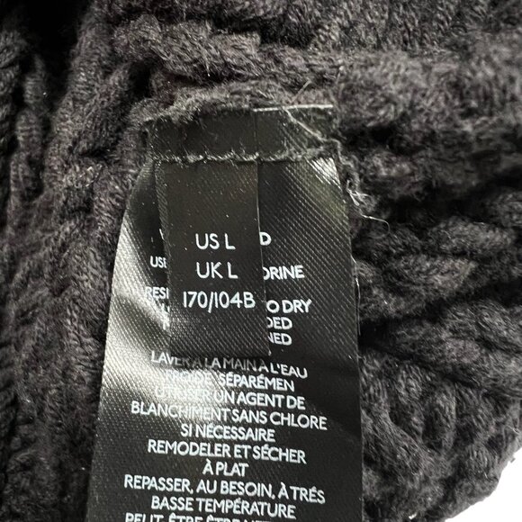 Free People My Only Sunshine Chunky Knit Oversized Mock Neck Sweater Black Sz L - Picture 7 of 8